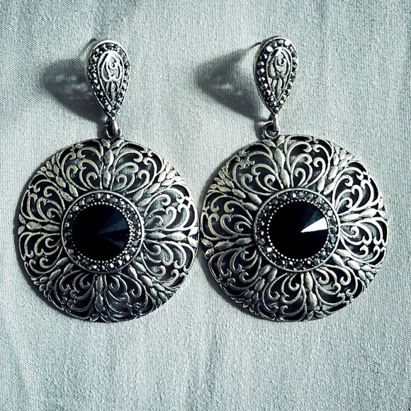 COPY - Oxidized-silver earrings - Picture 1 of 2